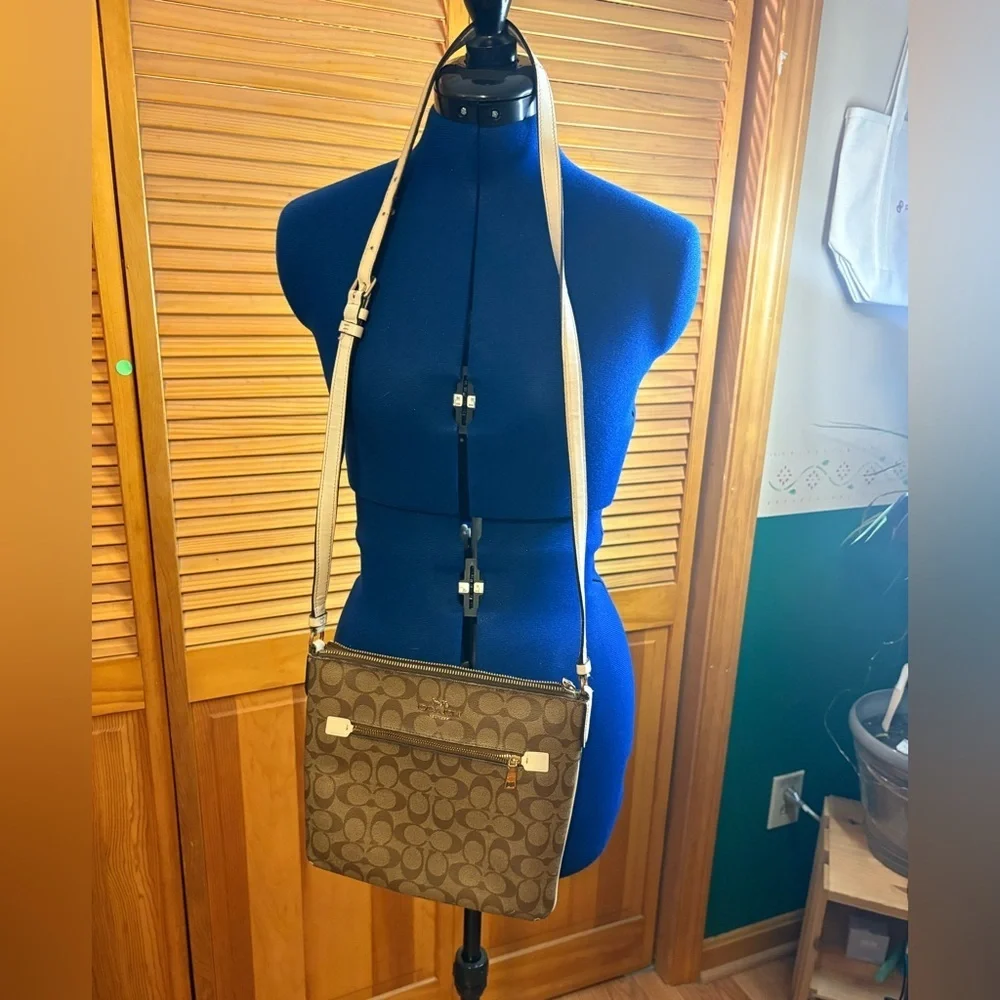 Coach Tan and Brown Signature Bag
